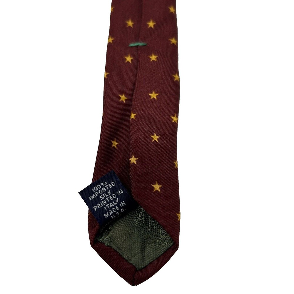 Tommy Hilfiger Black Maroon Gold Stars and Paisley 100% Silk‎ Tie 56"x 4" - Picture 7 of 7